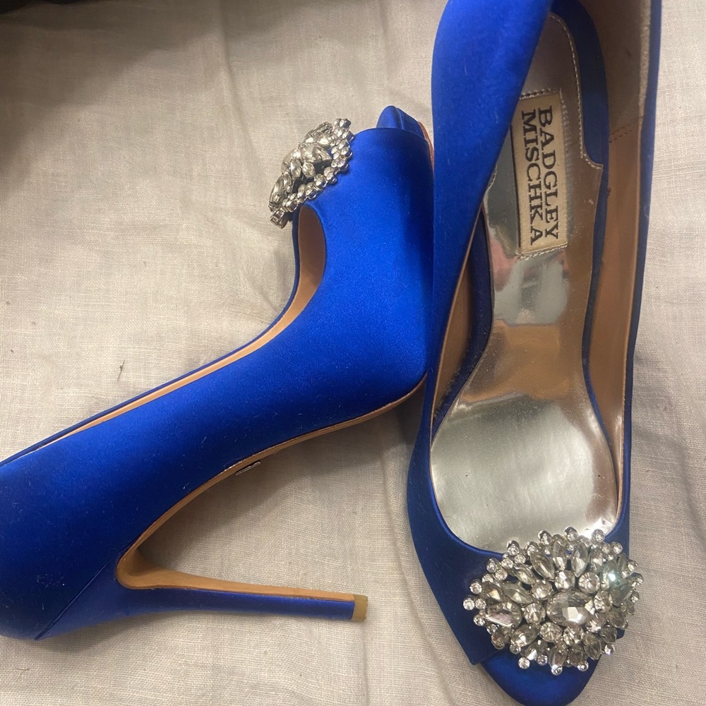 Badgley Mischka Royal Blue Heels with Sparkling Embellishments